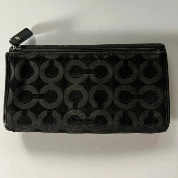 Coach Kristen Op Art Signature Black Silver Envelope Wallet - Picture 2 of 11